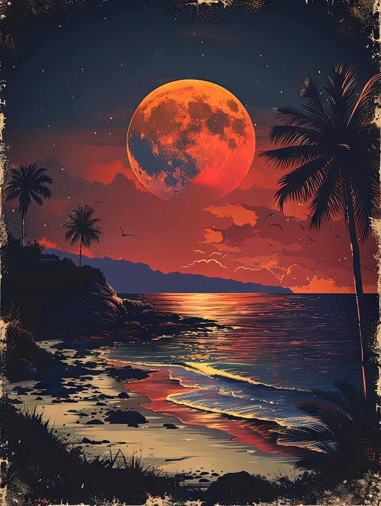 Full Moon On The Beach