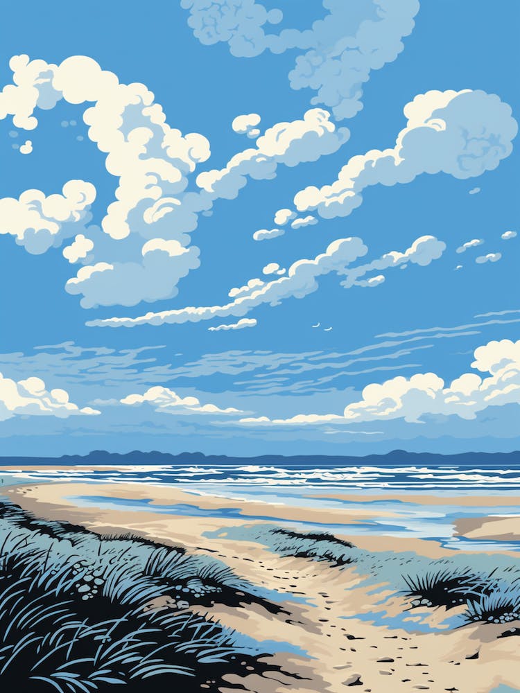 A Screen Print Of Holkham Bay Beach Norfolk 4