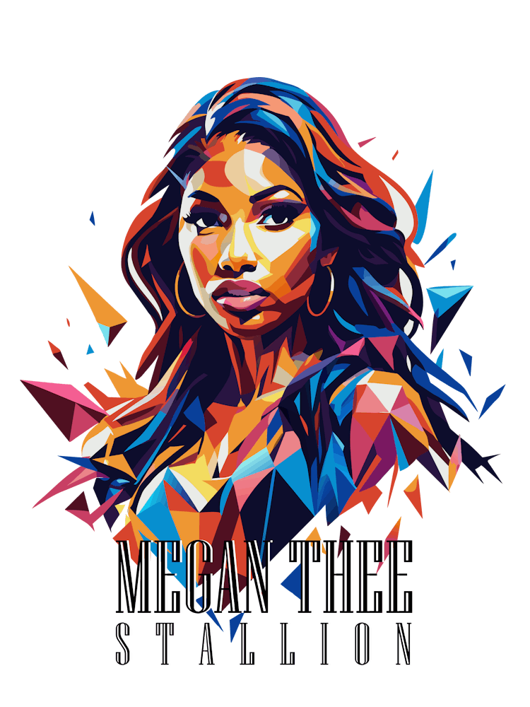 Megan Thee Stallion 01 Portrait Music Icon Style WPAP Pop Art