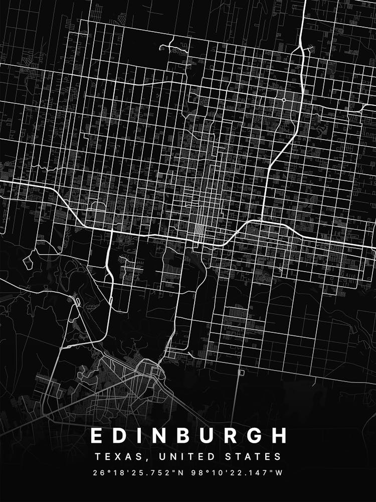 Edinburgh Indiana USA Black Map