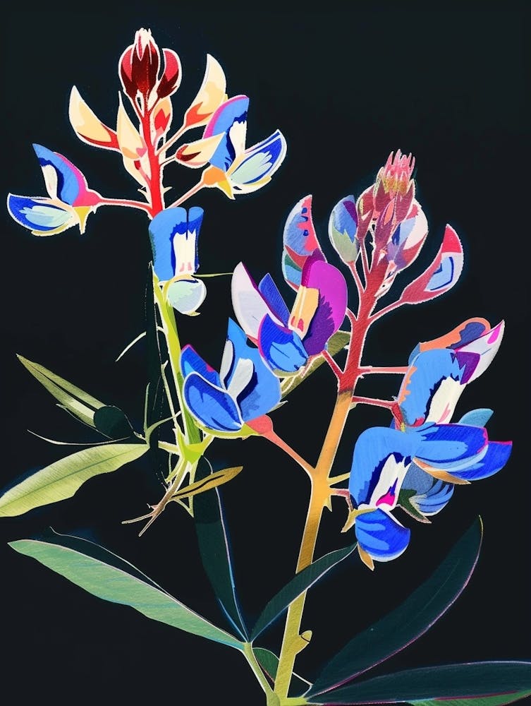 Neon Flowers On Black Bluebonnet 4