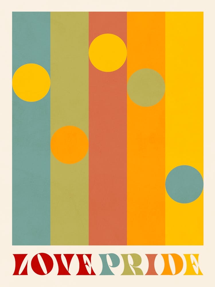Love Pride - Retro Rainbow Stripes & Typography