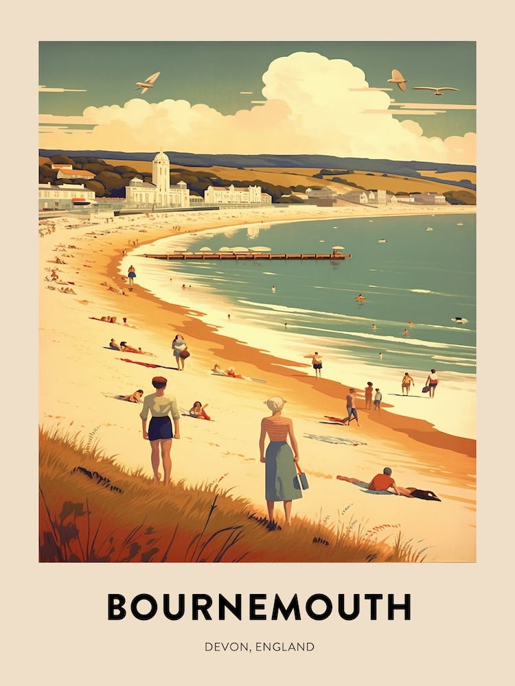 Devon Vintage Travel Poster Bournemouth 2