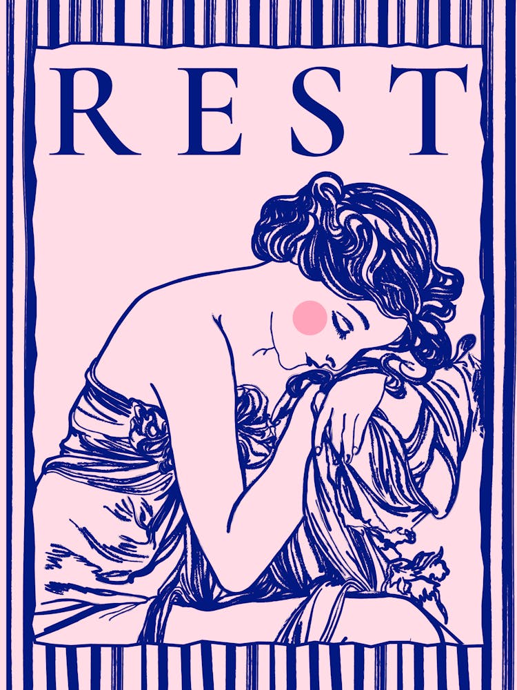 Rest | Pink and Blue Vintage Art
