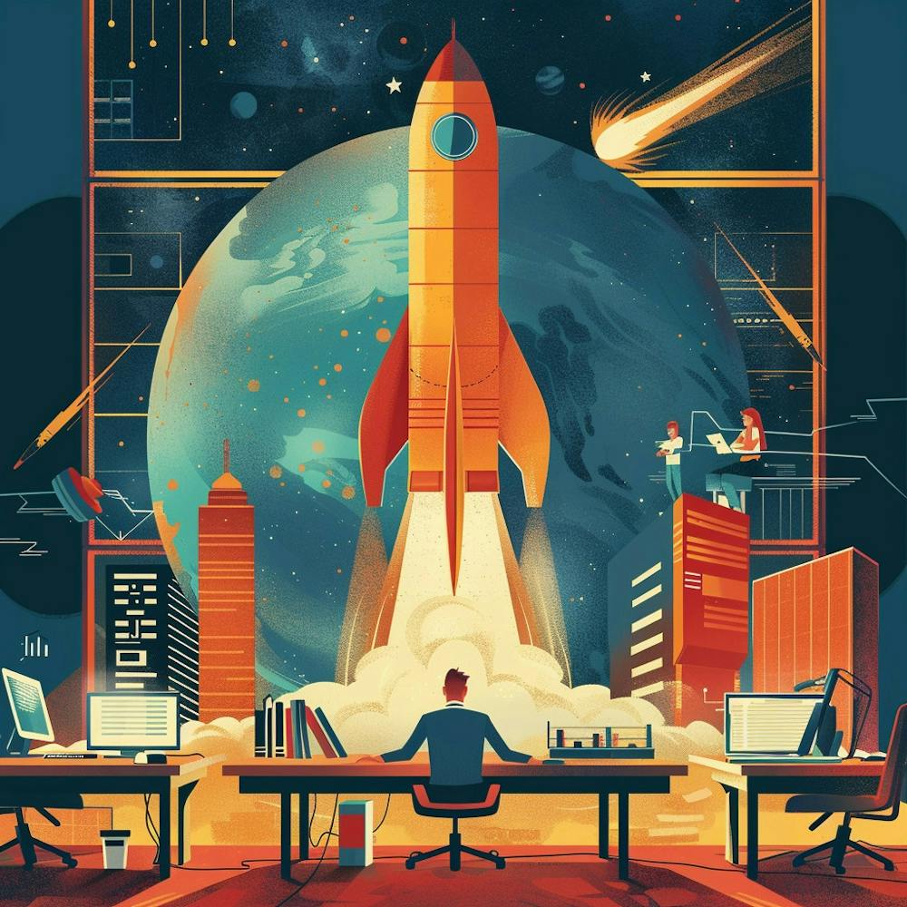 Illustration Of A Rocket Launch 1