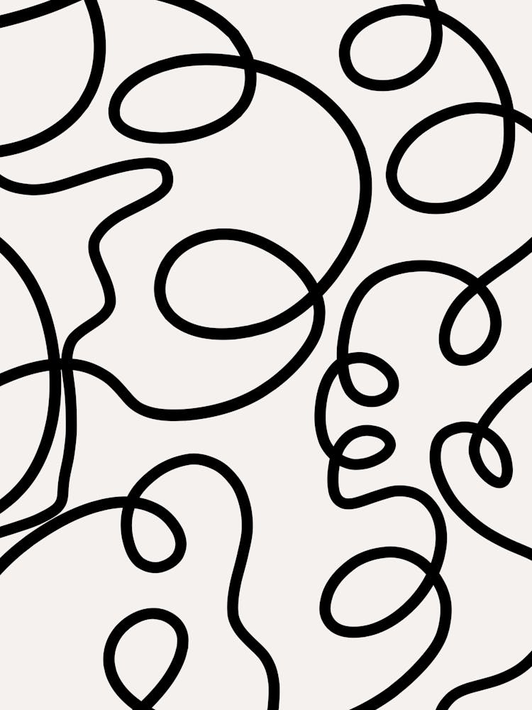 Mid Century Modern Black And White Abstract Brush Strokes Lines