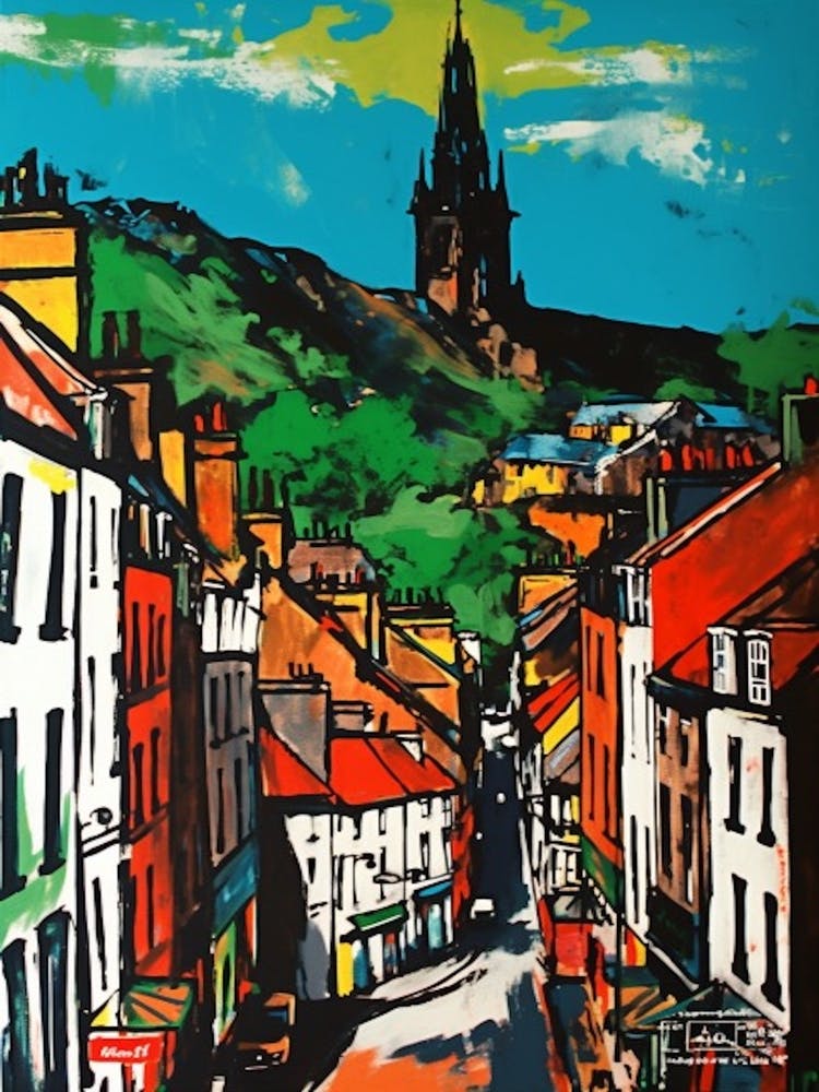 Window View Of Edinburgh Scotland In The Style Of Pop Art 4
