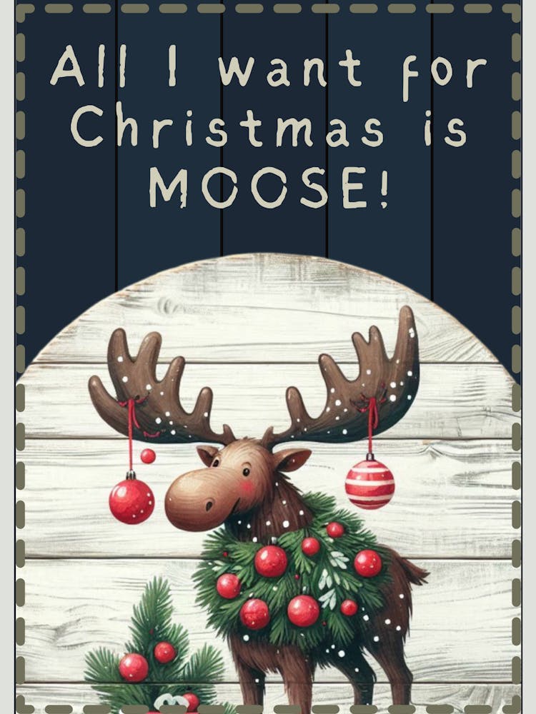 Cute Christmas Moose Blue
