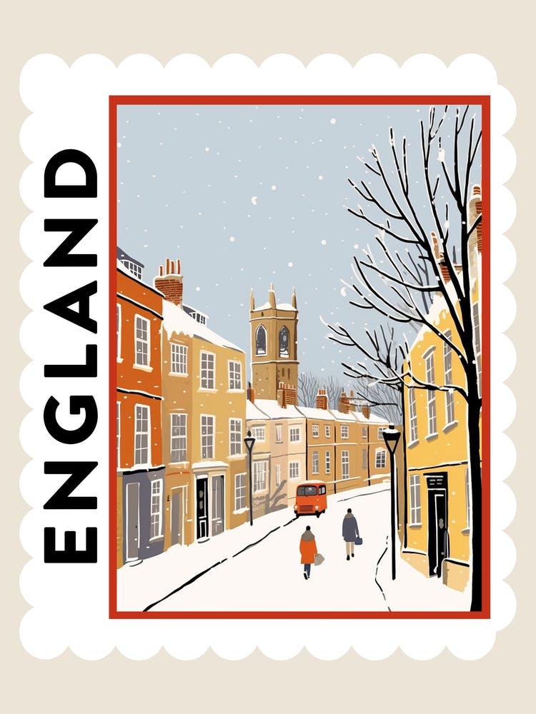 Affiche Timbre Rétro Hiver Richmond Angleterre 3