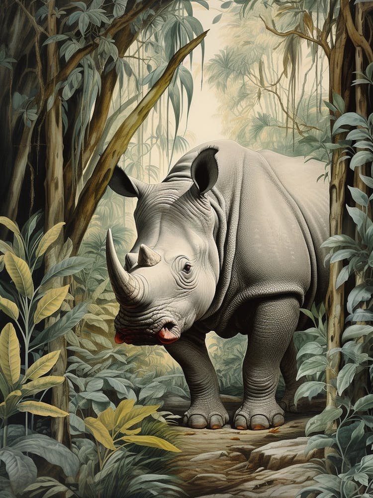 Cold Tones Of A Rhino Walking Through The Jungle 3