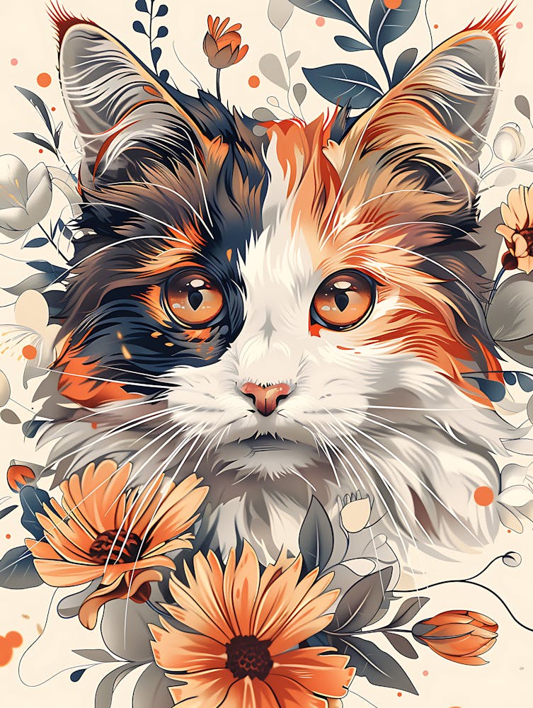 Cat With Flowers 10