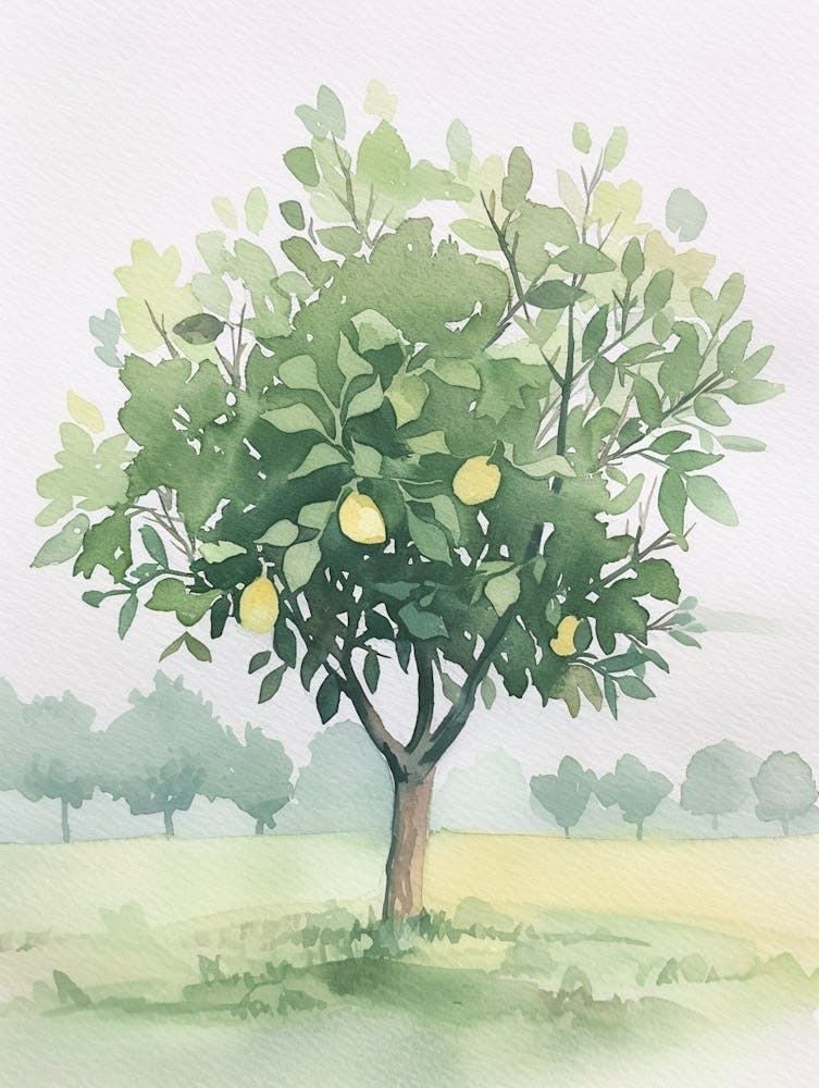 Lemon Tree Atmospheric Watercolour Painting 4