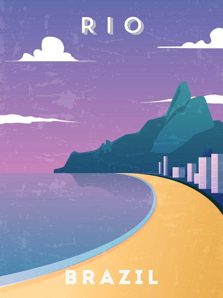 Rio/Rio de Janeiro, Brazil — Retro travel minimalist poster