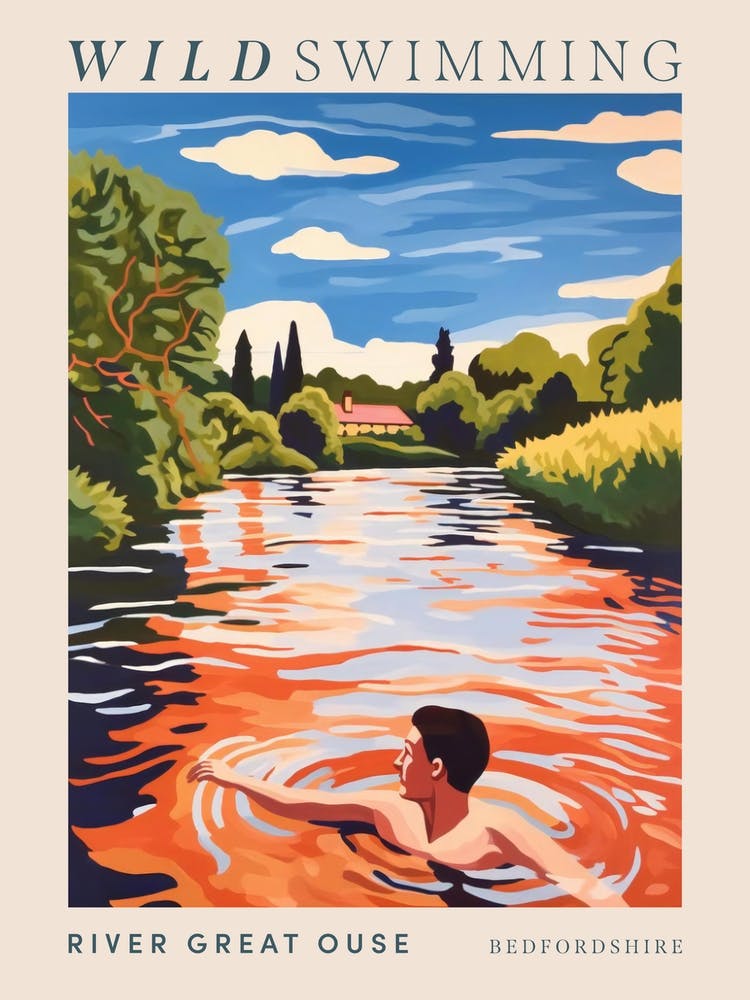Wild Swimming At River Great Ouse Bedfordshire 3 Poster