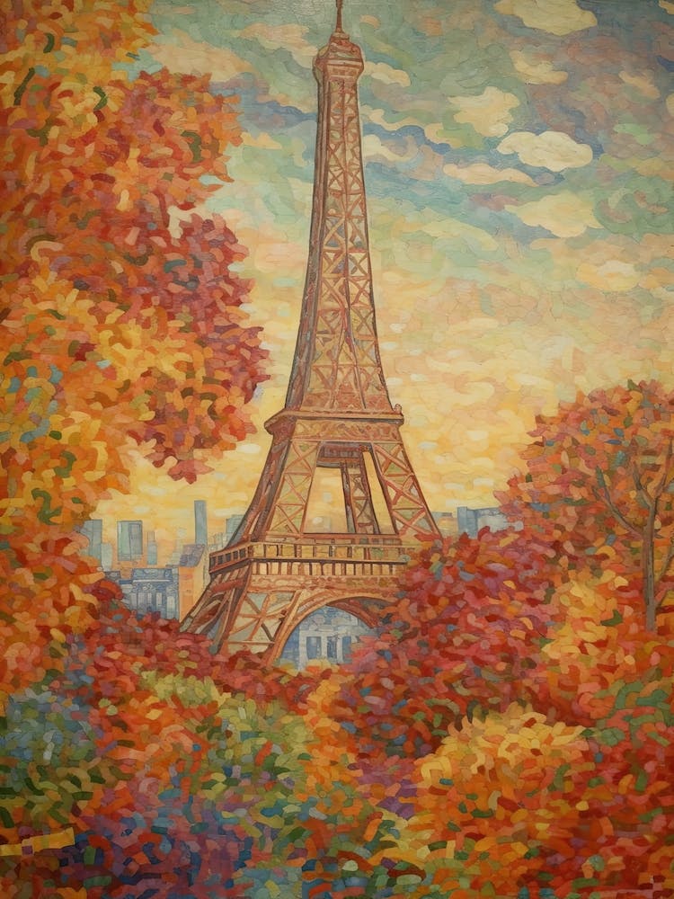 Eiffel Tower Paris France Paul Signac Style 9