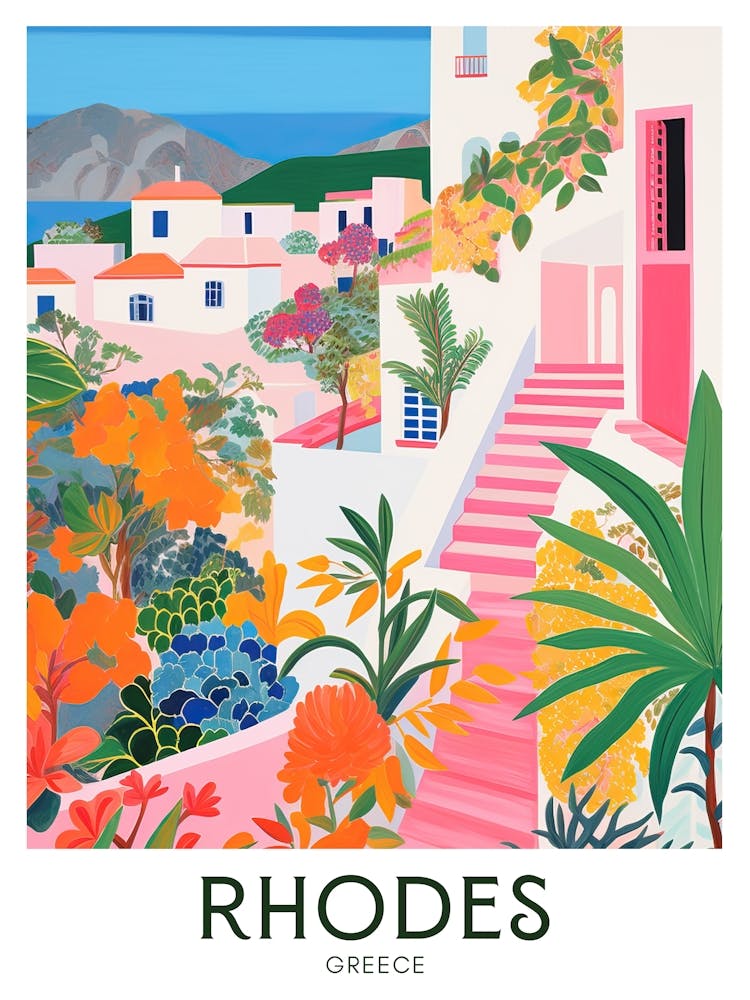 Rhodes Islands Travel Poster