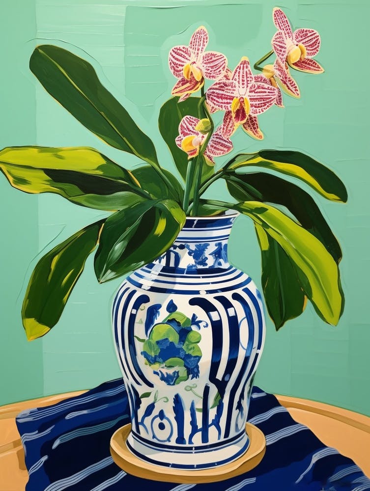 Flowers In A Vase Still Life Painting Orchid 1