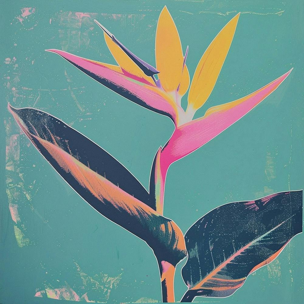 Bird Of Paradise 3 Square Flower Illustration