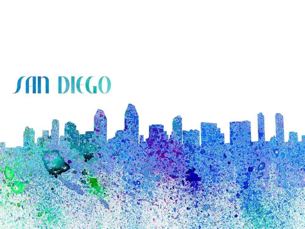 San Diego California Skyline Splash