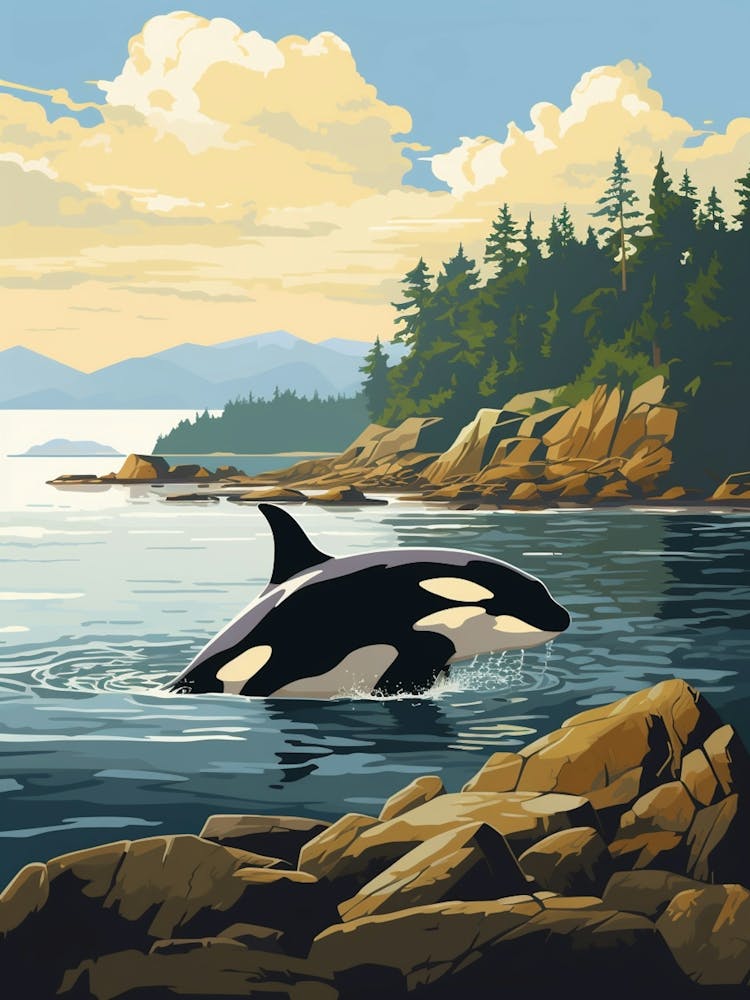Orca Whale With Rocking Background