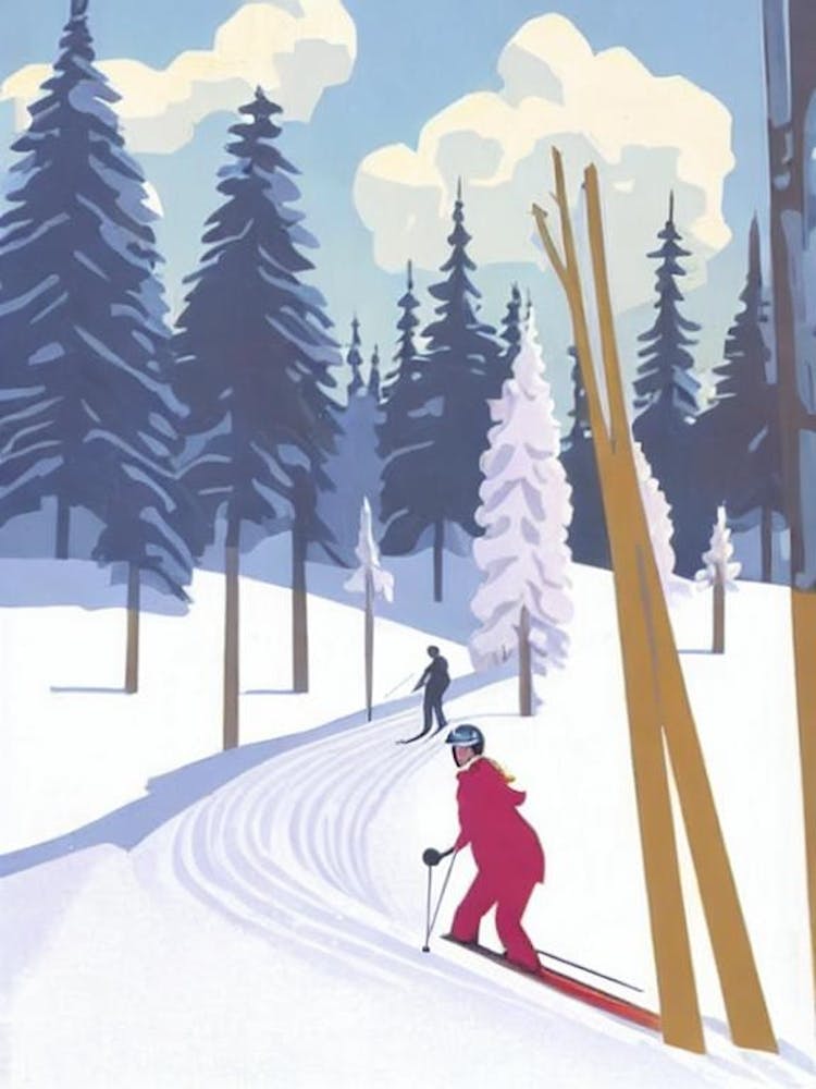 Les Arcs, France Glamour Ski Skiing Poster