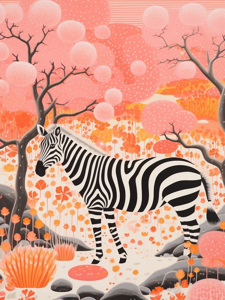 Zebra In The Trees Coral 1