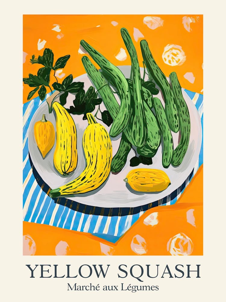 Marche Aux Legumes Yellow Squash Summer Illustration 3