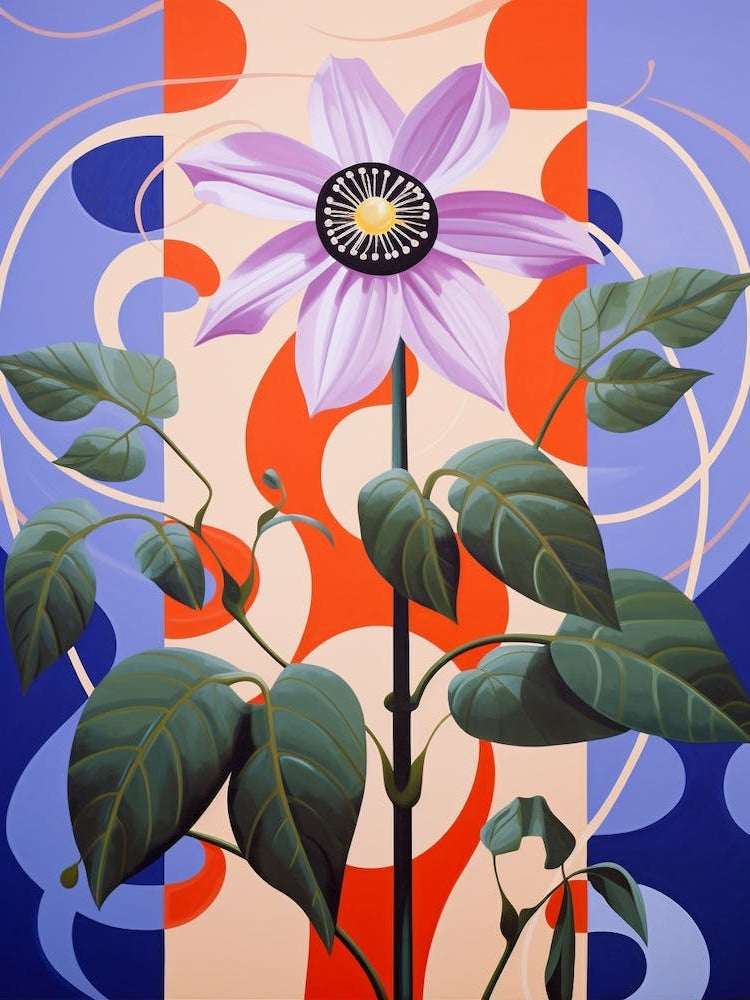 Passionflower 2 Hilma Af Klint Inspired Pastel Flower Painting