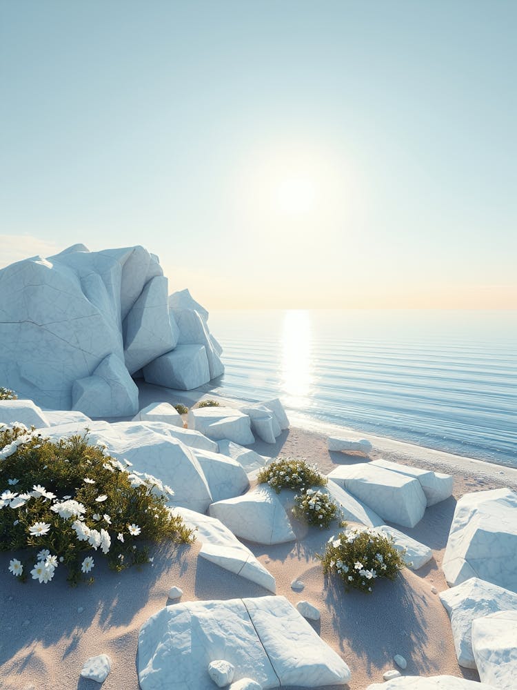 Rochers Blancs Sur La Plage 1