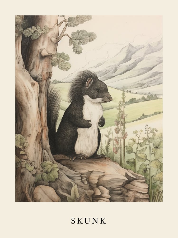 Beatrix Potter Inspired  Animal Watercolour Skunk 2