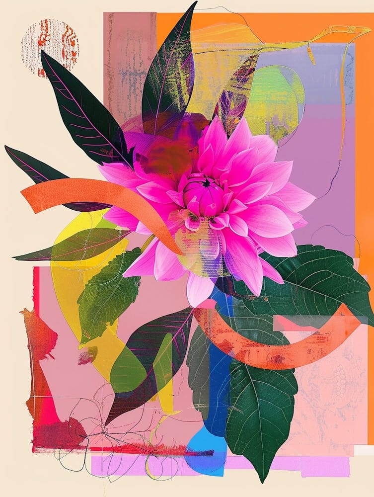 Dahlia 1 Neon Flower Collage