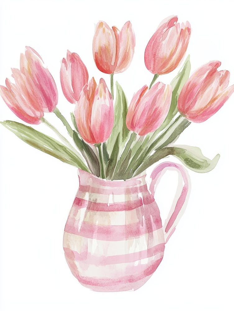 Pink Tulips In A Vase 2