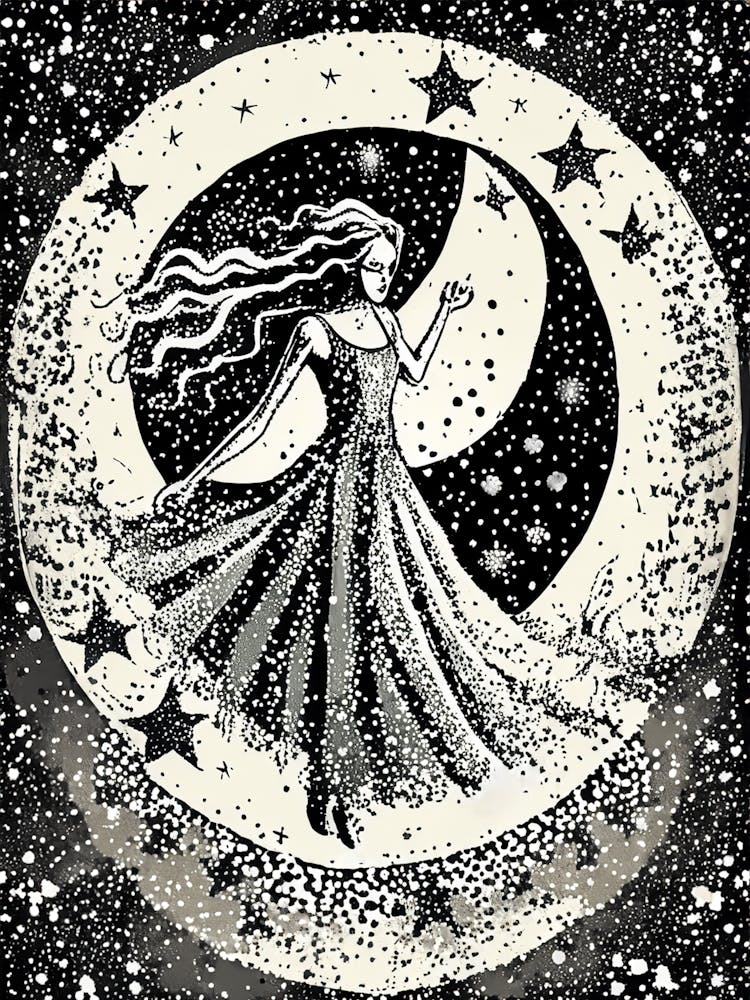 Celestial Moon Princess - Cosmic Night Art