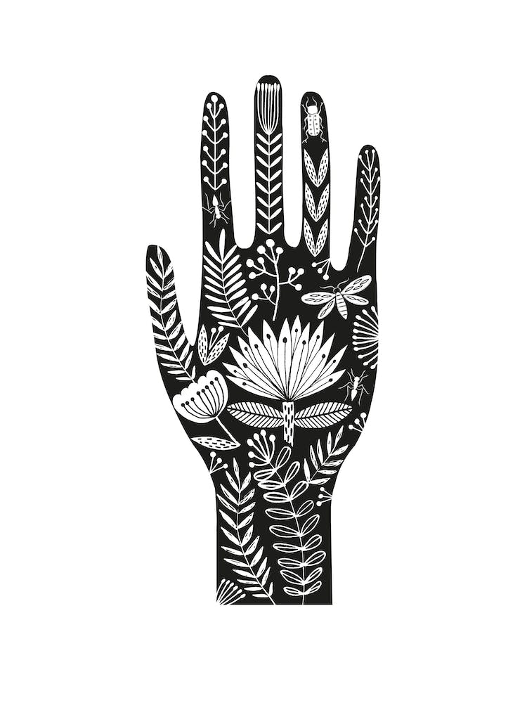 Folk Hand On White