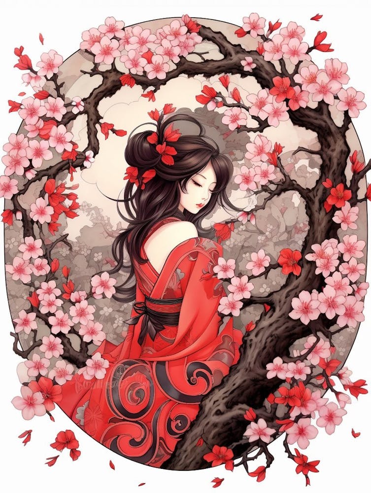 Kirschblüten im japanischen Stil Illustration 11