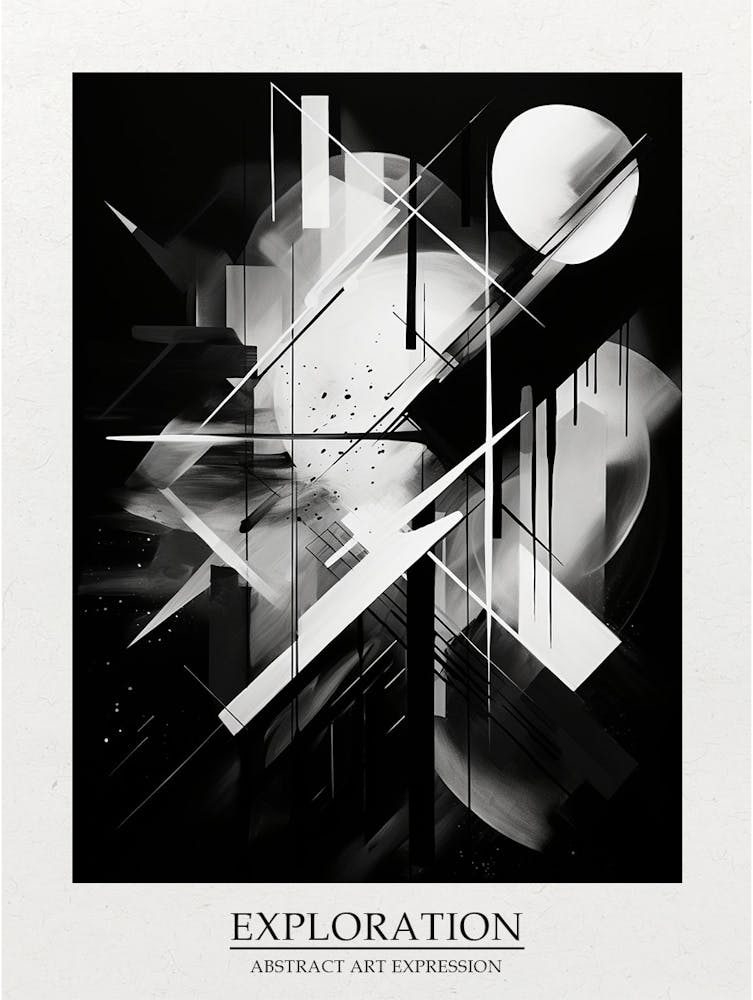 Exploration Abstract Black And White 1 Poster