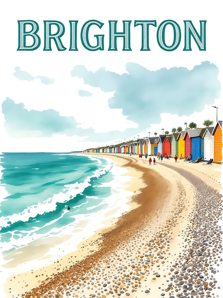 Brighton Watercolor Vintage Travel V 03