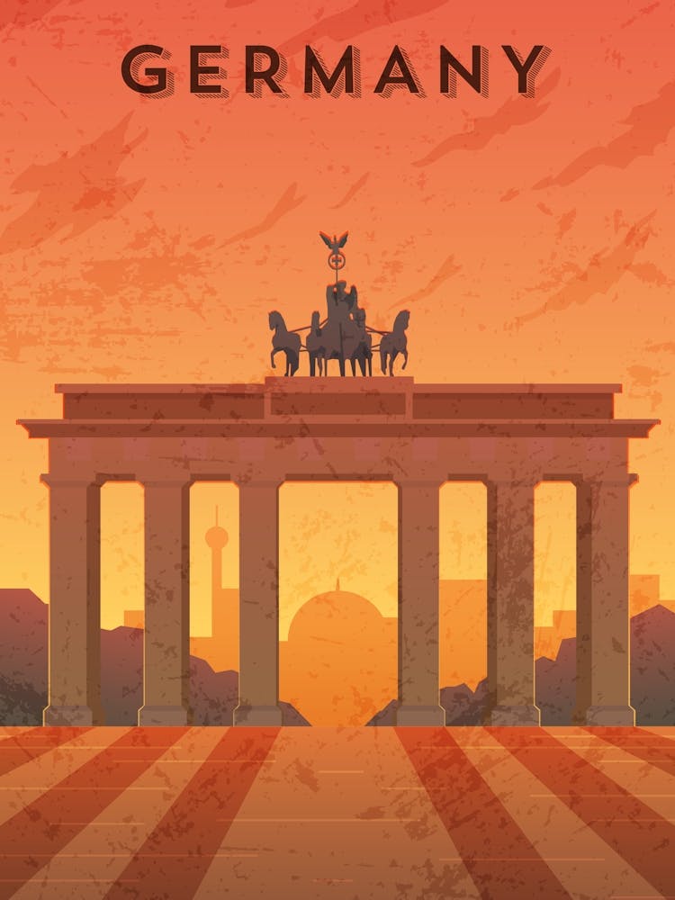 Germany, Berlin — Retro travel minimalist poster
