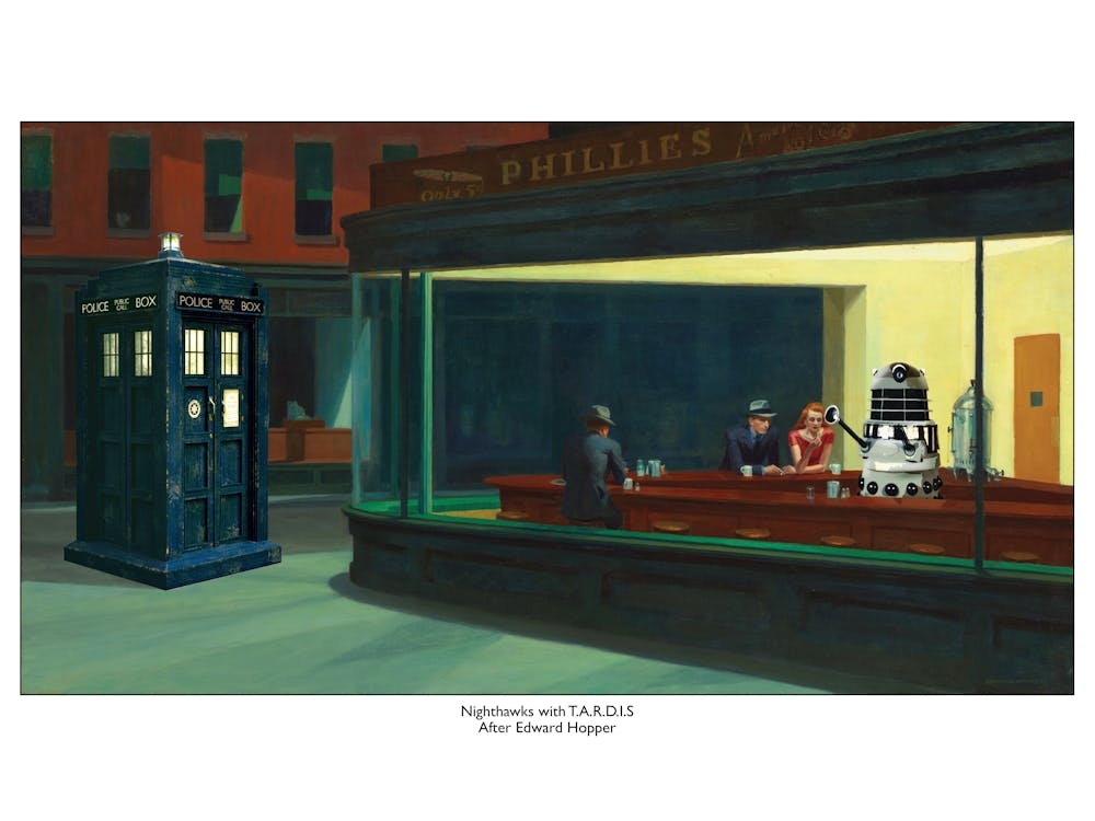 Edward Hopper & Dr Who Parody - Nighthawks With Tardis