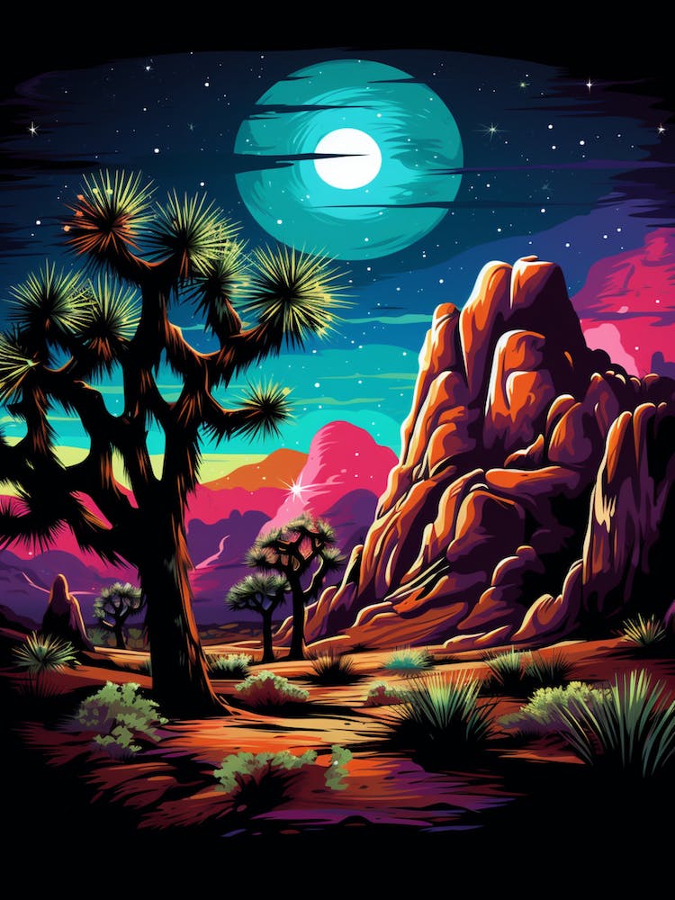 Joshua Tree In Rocky Mountains In Retro Illustration Style (3)