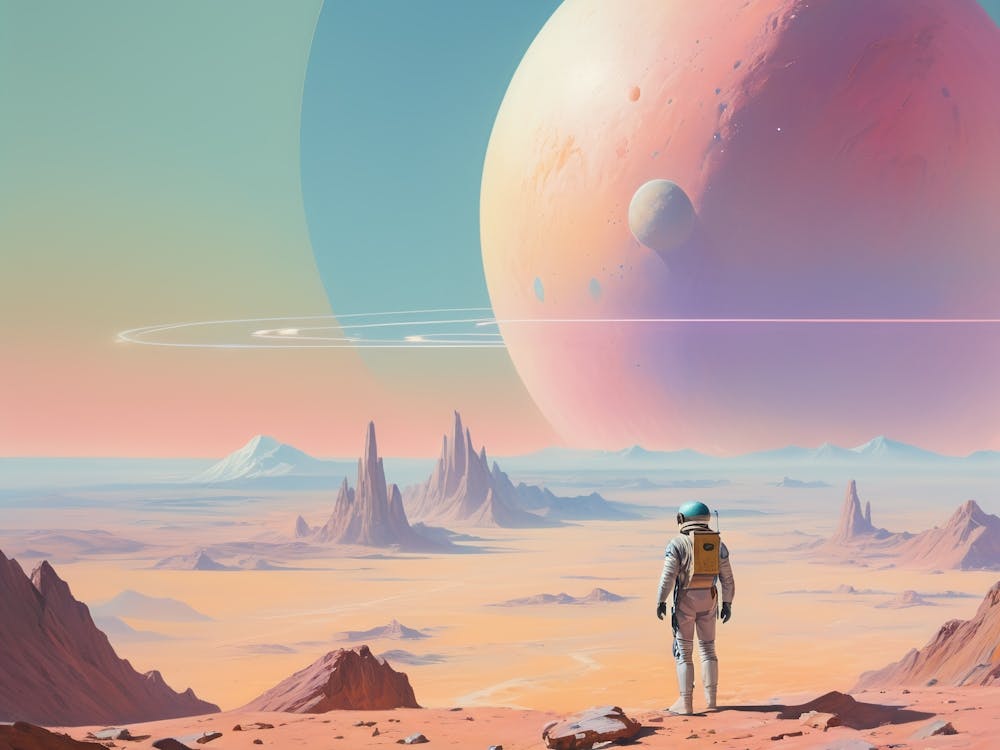 Space Landscape vintage retro sci-fi art 1