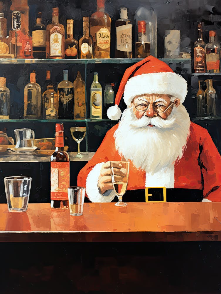 Sad Santa Claus At The Bar