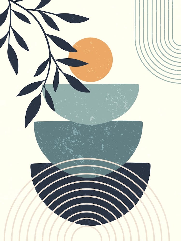 Abstract Painting and Leaves