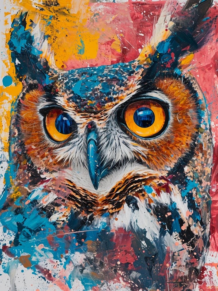 Kitsch Colourful Owl Collage 6