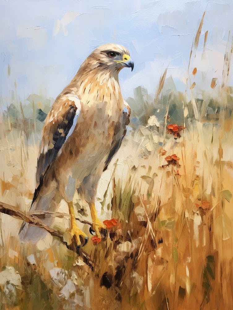 Peinture d'Oiseau Buse à Queue Rousse 3