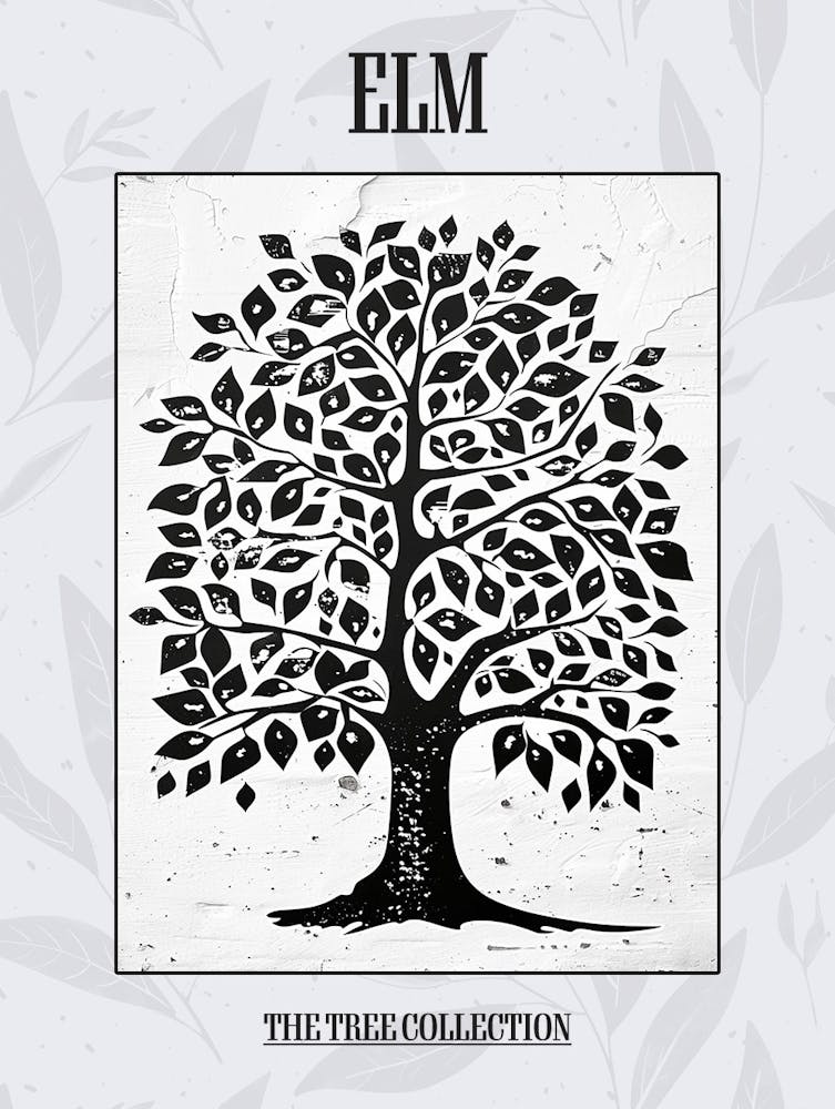 Elm Tree Simple Geometric Nature Stencil 21 Poster