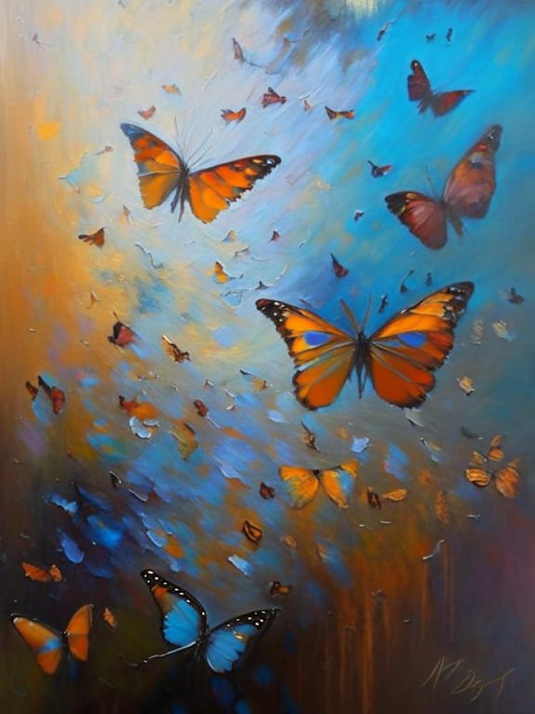 Butterfly In Migration Oil Painting 1