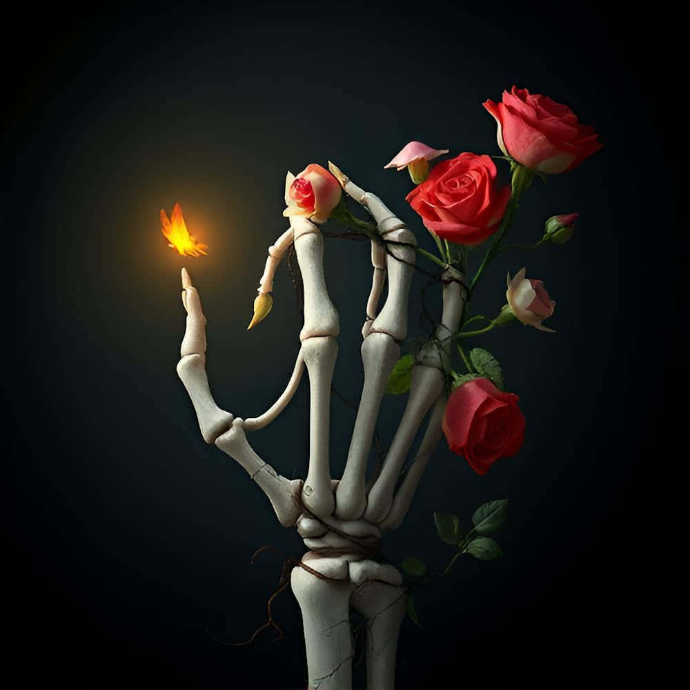 Skeleton Hand With Roses