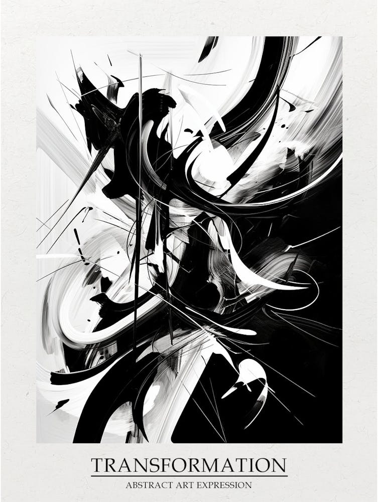 Transformation Abstract Black And White 12 Poster