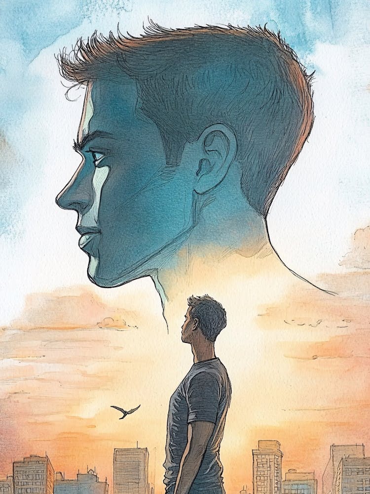 Young Man Looking At The Sky